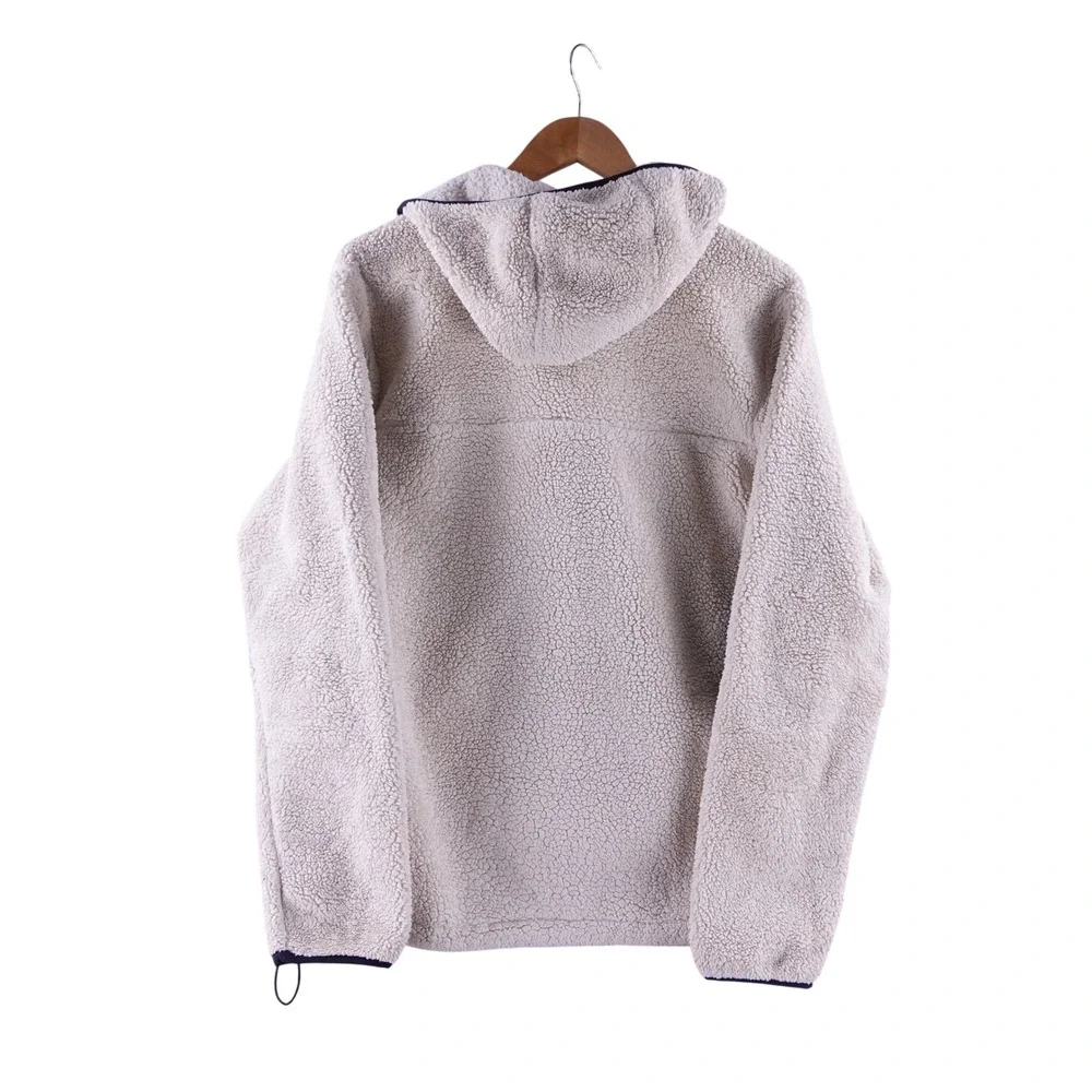 The North Face Mens Medium Campshire Sherpa Fleece Anorak Hoodie Kangaroo Cream